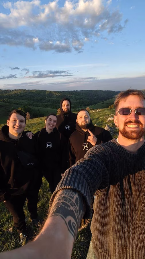 Team selfie in the hills