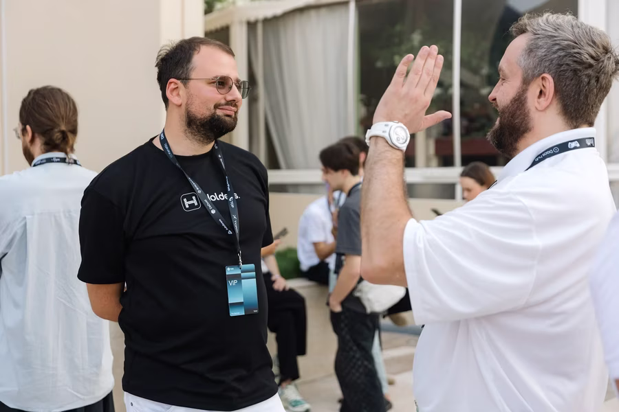Team members at a conference